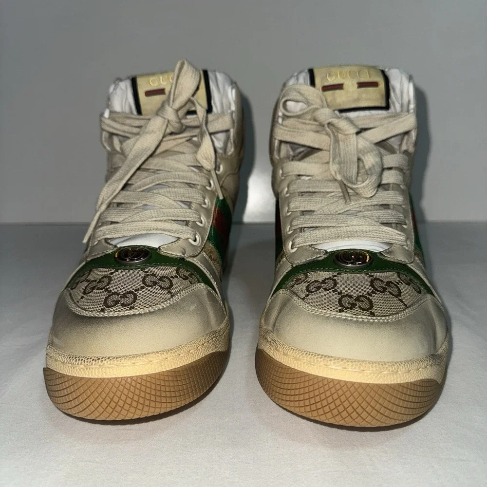 Gucci Screener High Top Sneakers GG Men's 7.5 (US 8.5) Original Box Monogram NWT
